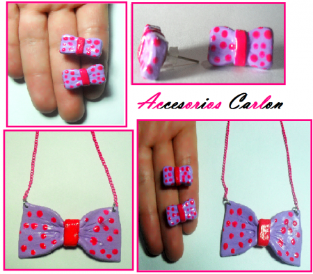 Juego de Moñitos en el color que desees $6300 Collar de moño $5000 Aretas de Moñitos $2000
